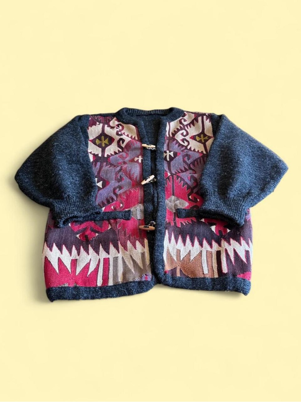 Vintage Wool Southwestern Toggle Cardigan Jacket Oversized Men’s Size L